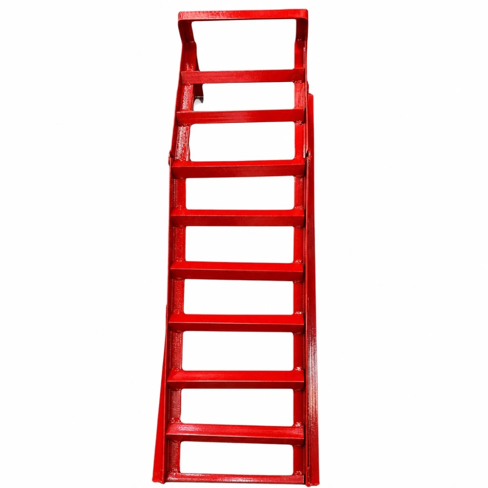Steel Car Ramps 2 Tonnes (4,400 lbs) — Set of 2 Portable Service Ramps for Oil Changes & Maintenance, Red TSX TOOL