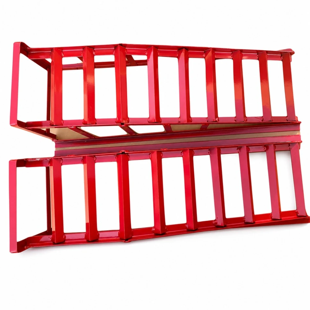 Steel Car Ramps 2 Tonnes (4,400 lbs) — Set of 2 Portable Service Ramps for Oil Changes & Maintenance, Red TSX TOOL