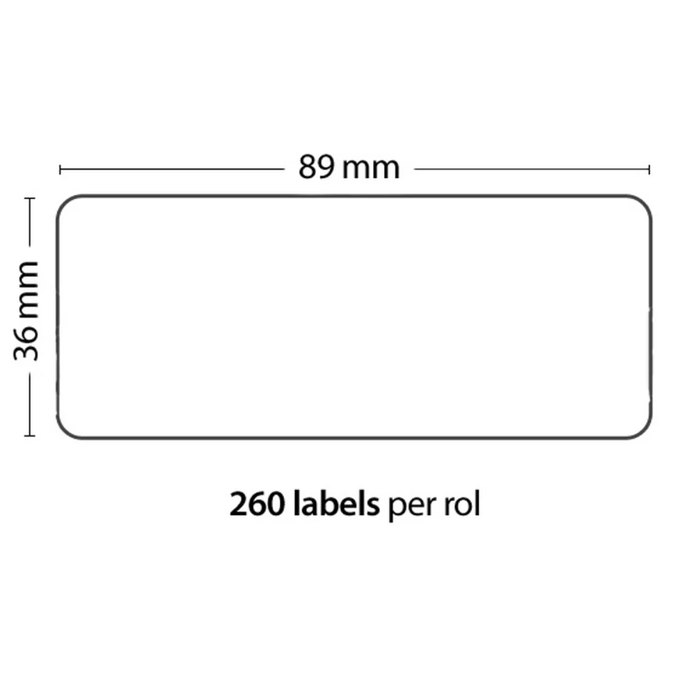 Roll of 260 compatible Dymo 99012 adhesive labels, 89x36mm