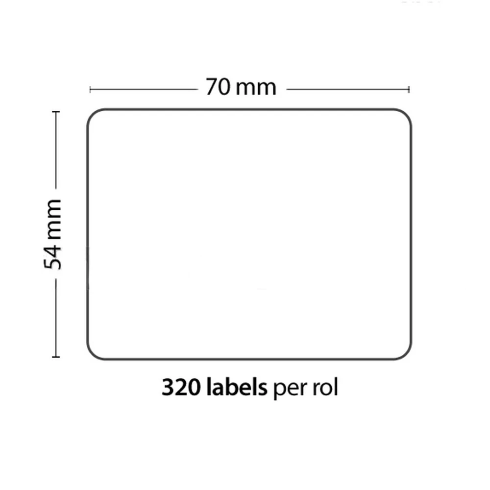 Roll of 320 adhesive labels, 70mm x 54mm, compatible with Dymo 99015