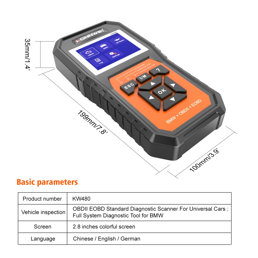 BMW Konnwei KW480 Diagnostic Scanner - OBD2 Tool for BMW