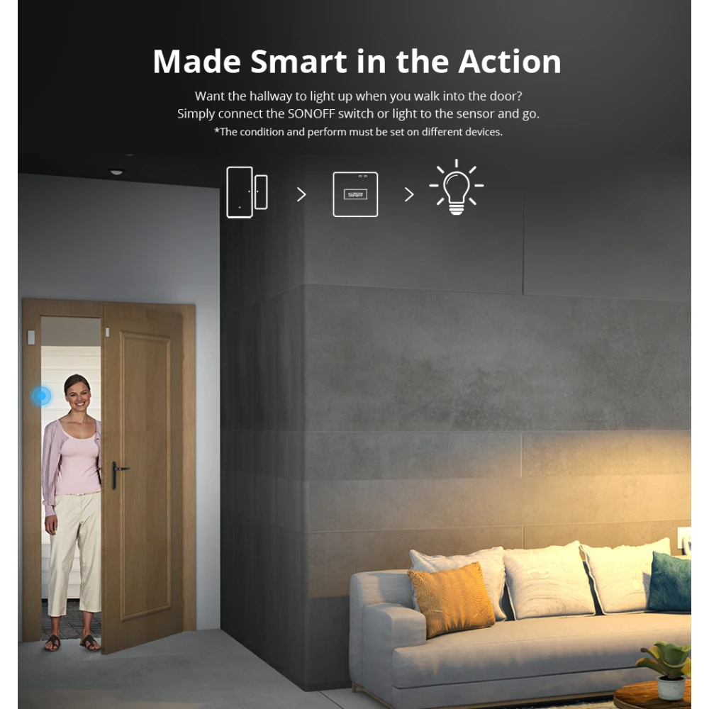 SONOFF DW2 RF wireless door and window sensor for home security alarm