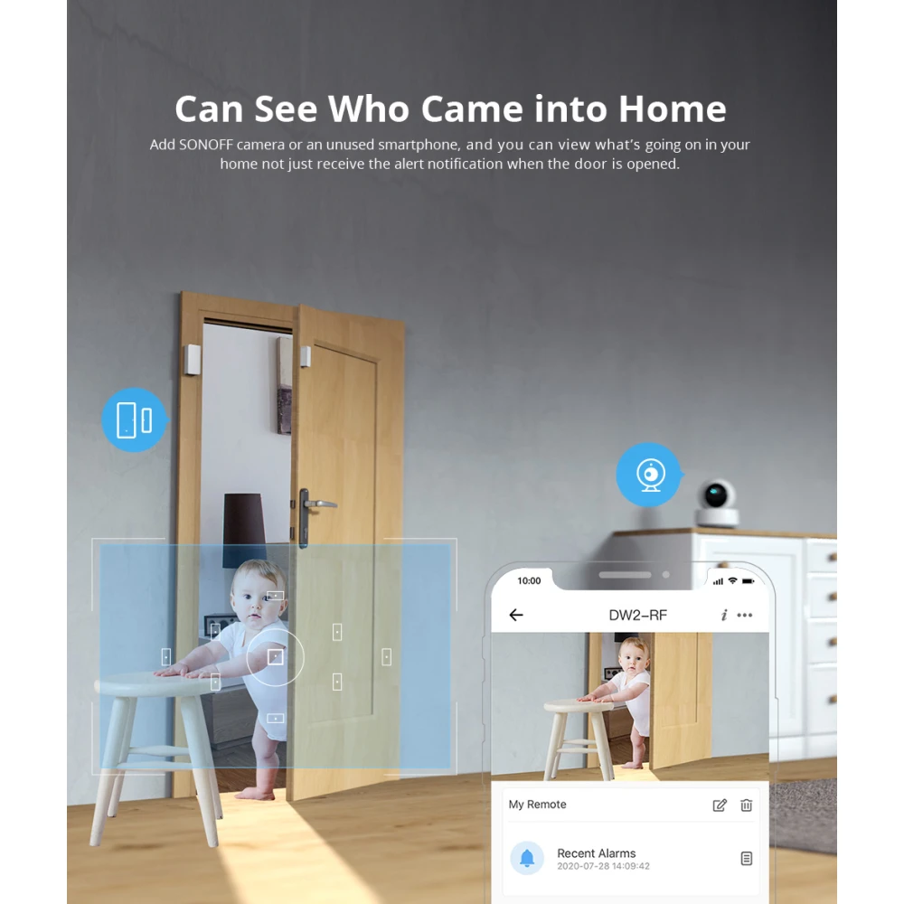 SONOFF DW2 RF wireless door and window sensor for home security alarm