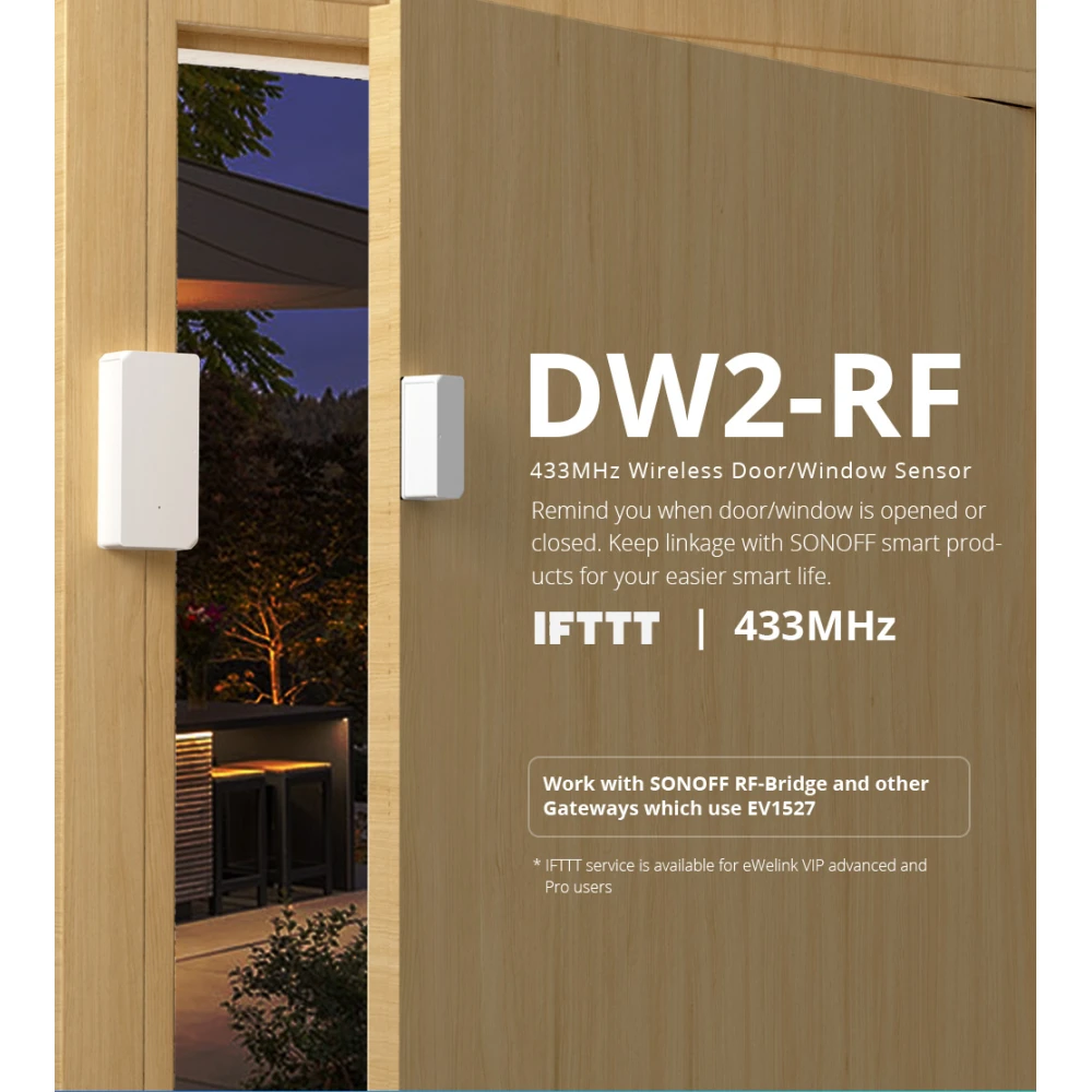 SONOFF DW2 RF wireless door and window sensor for home security alarm