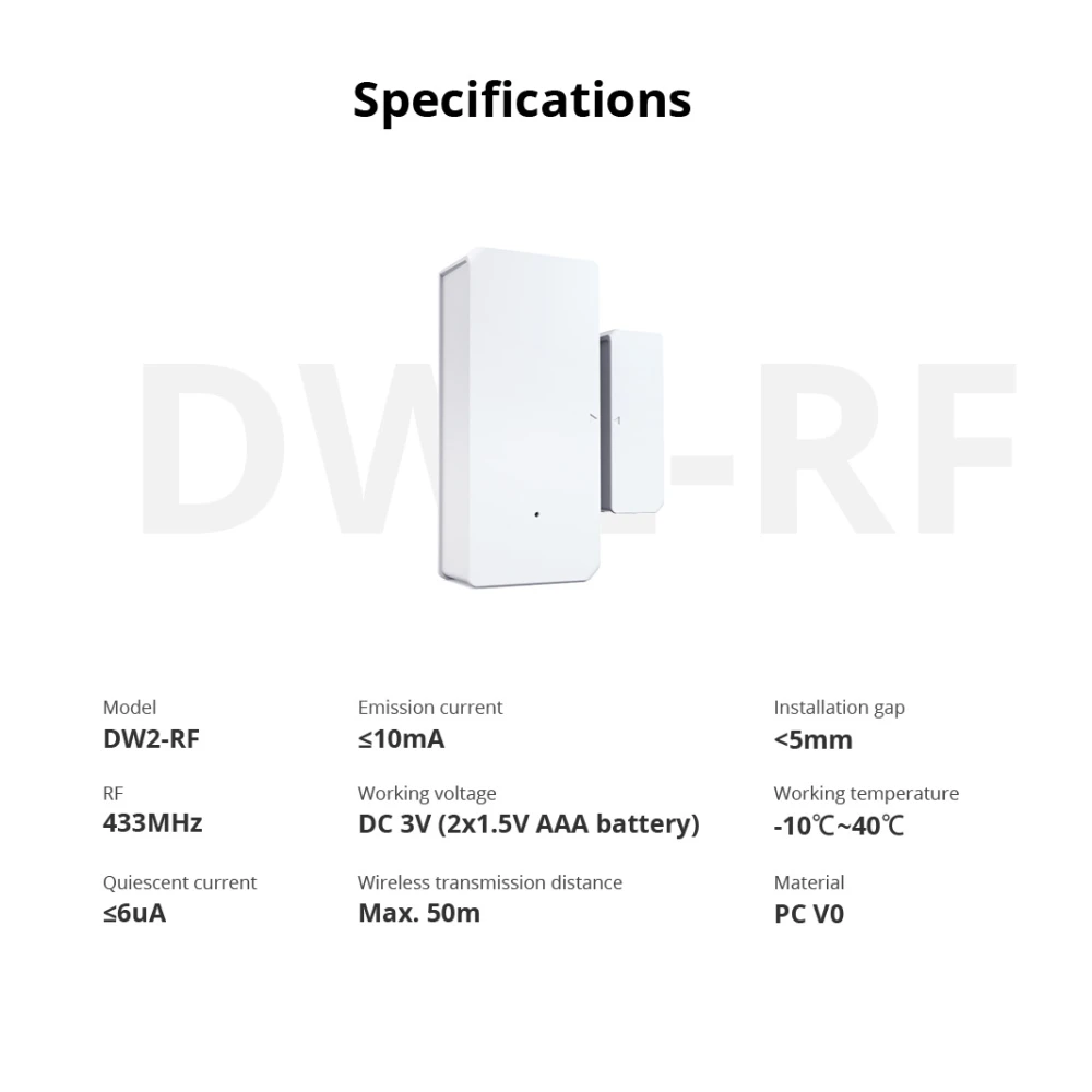 SONOFF DW2 RF wireless door and window sensor for home security alarm