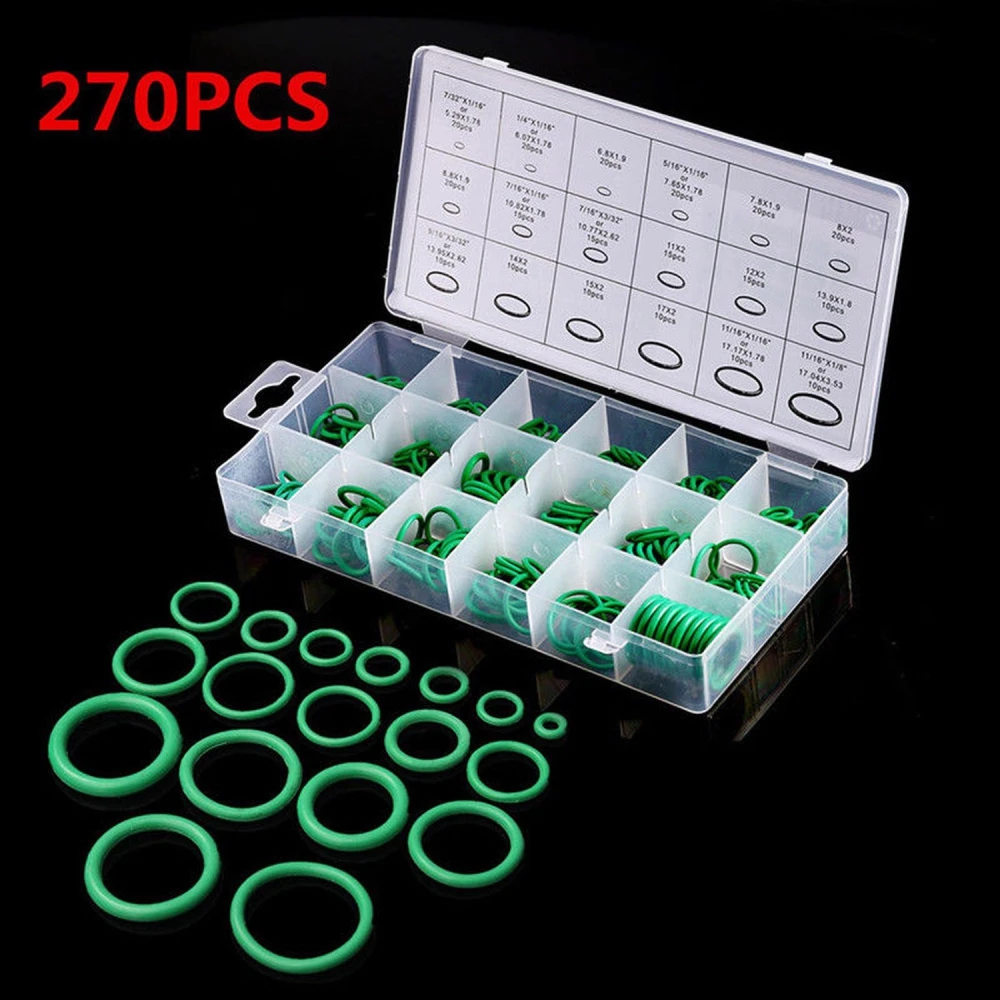 270 Pc Green O-Ring Set for Air Conditioning in 18 Sizes