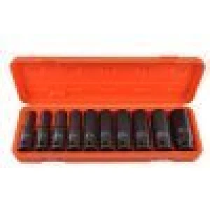 TSX TOOL TSX TOOL 10-Piece 1/2 Deep Impact Socket Set 10-24mm for Workshop