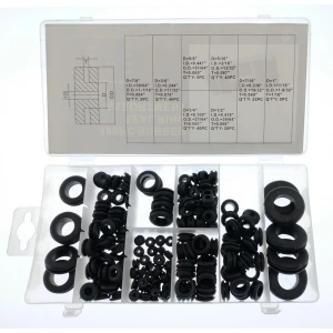 180-Piece Cable Grommet Set with 8 Sizes in organiser box