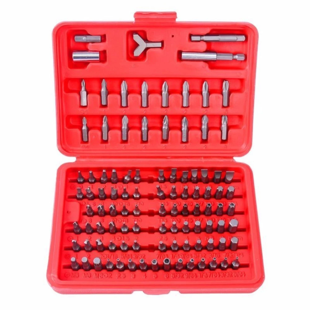 100-Piece Magnetic Screwdriver Bit Set TSX TOOL - Hex and Torx Kit