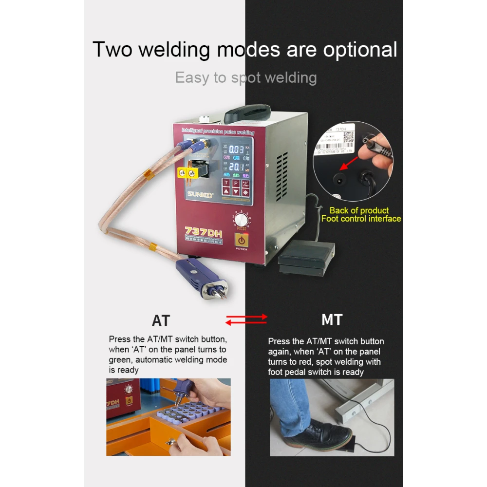 Sunkko 737DH Spot Welder for 18650 14500 21700 Lithium Battery Building