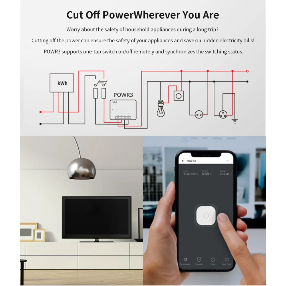 SONOFF Pow R3 - High Power WiFi Smart Switch with Monitoring