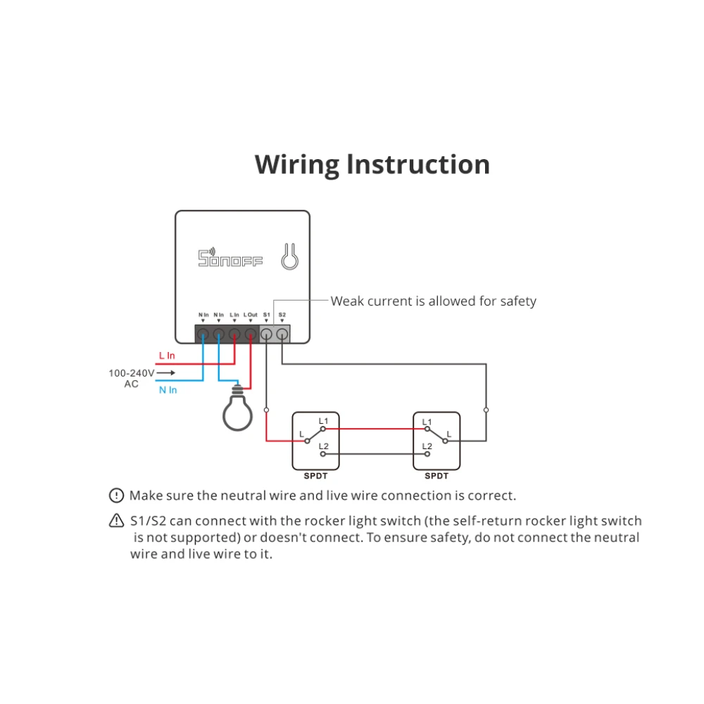 SONOFF ZBMINI ZigBee Mini Smart Switch for 2-Way Light Control