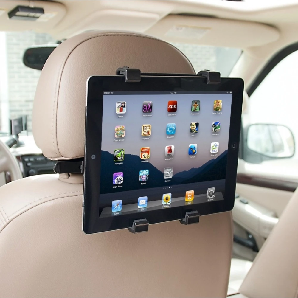 Detalle del brazo regulable del soporte coche para iPad