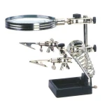 Electronic soldering magnifier stand with helping hands and soldering iron holder