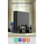 Base de refrigeración para PS4 Slim y Pro con cargador de mandos y almacenamiento de discos