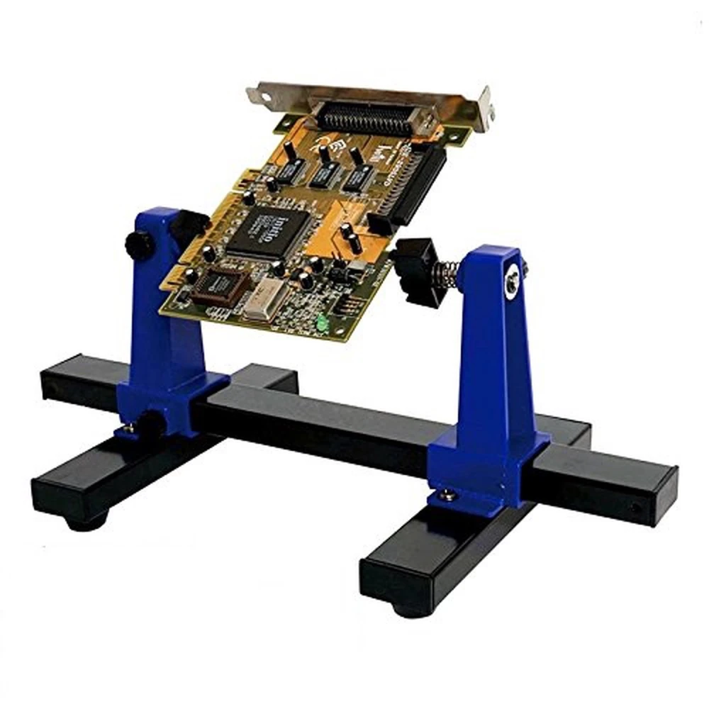 Detalle de abrazaderas rotativas del soporte para PCB Pro'sKit SN-390