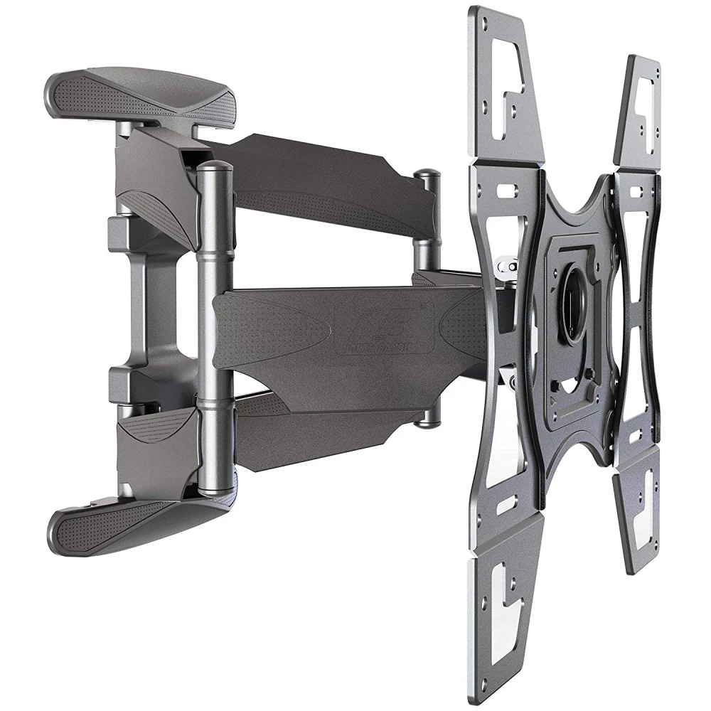 Soporte TV pared articulable con doble brazo y acabado negro metalizado