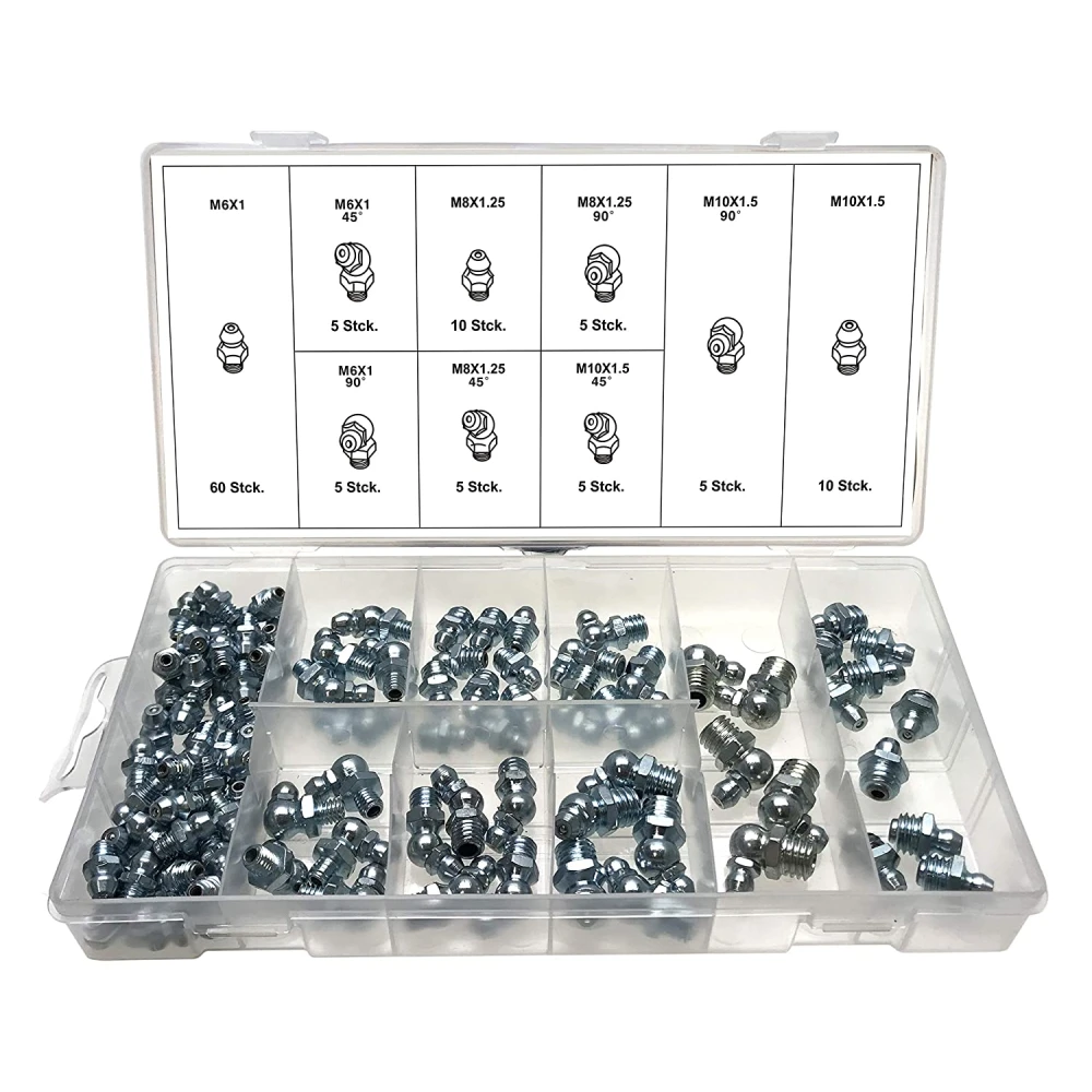 Metric hydraulic grease nipple assortment M6, M8 and M10 - 110 pcs