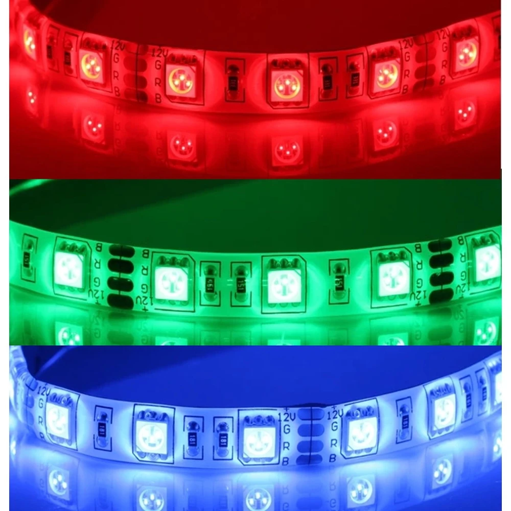 12V RGB LED Strip 5m Dimmable SMD5050 60LED per metre IP65