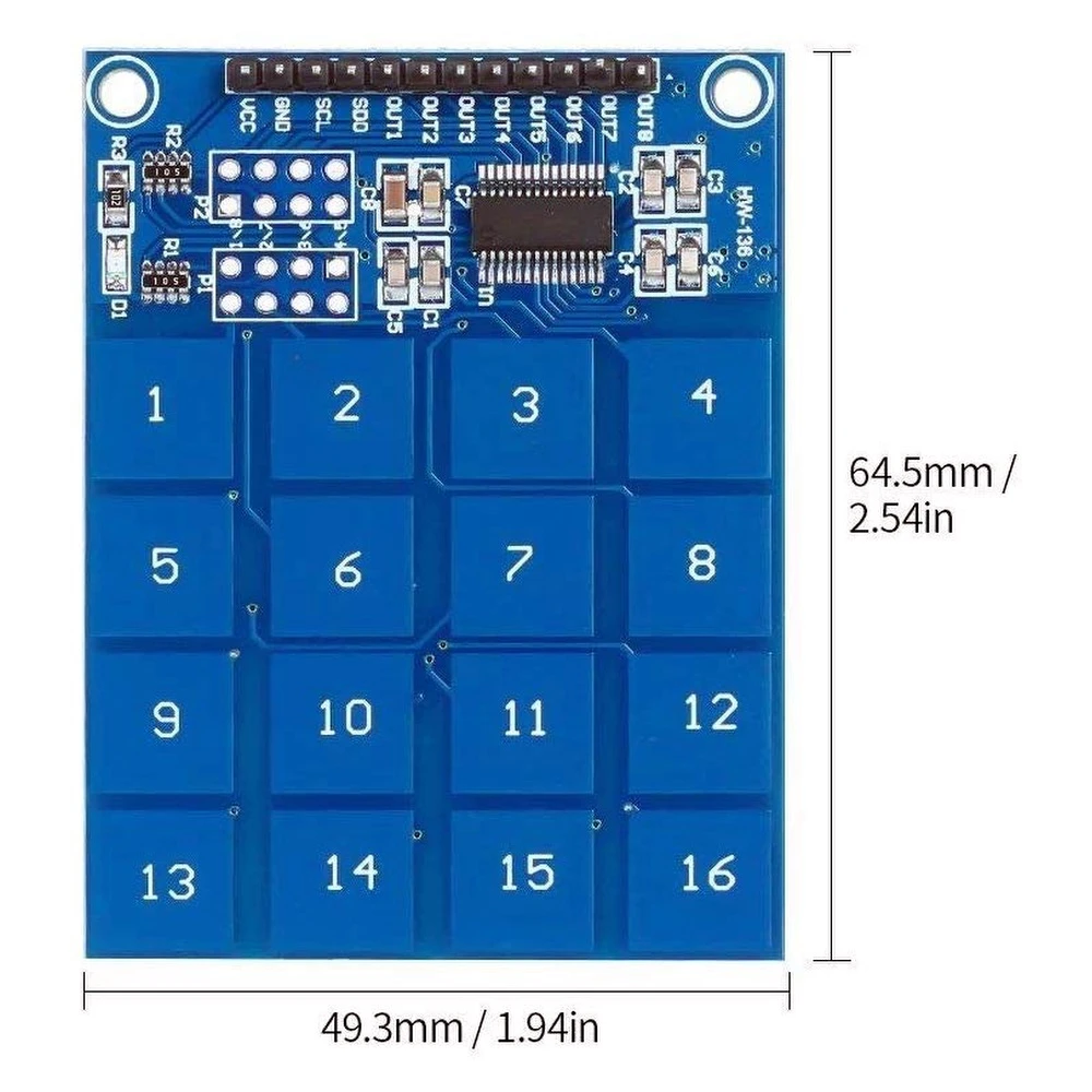 TTP229 16-Channel Capacitive Touch Switch Module for Arduino