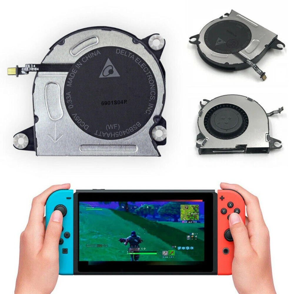 Detalle del ventilador de enfriamiento interno para consola Nintendo Switch