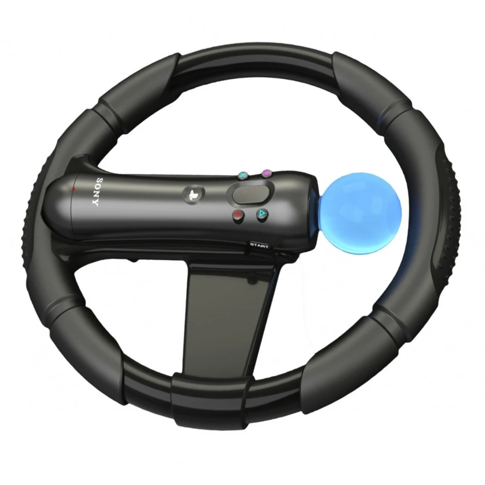 PlayStation Move PS3 steering wheel with realistic design and non-slip grip