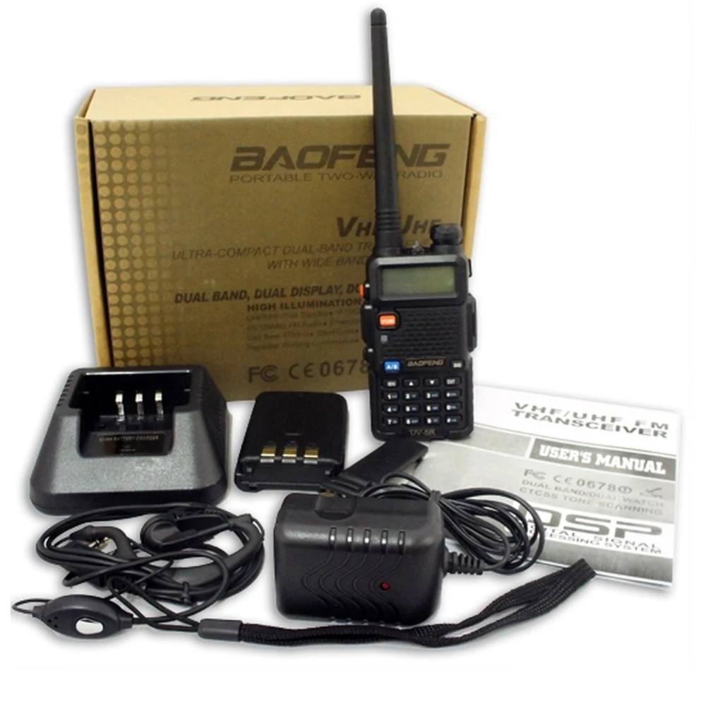 Baofeng UV-5R 8W Walkie Talkie with Earpiece and Dual Band Radio VHF/UHF